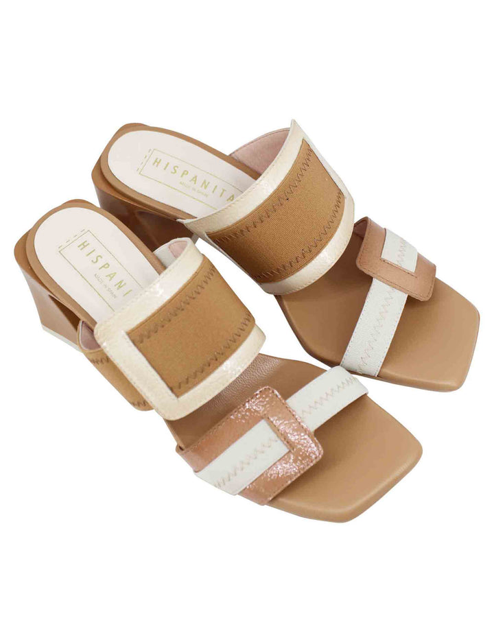 Spatarella Sandali Donna In Pelle Cuoio A Doppia Fascia Con Fibbia Laterale