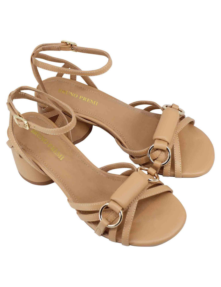 Spatarella Sandali Donna In Pelle Cuoio Con Cinturino Alla Caviglia E Morsetto Rivestito