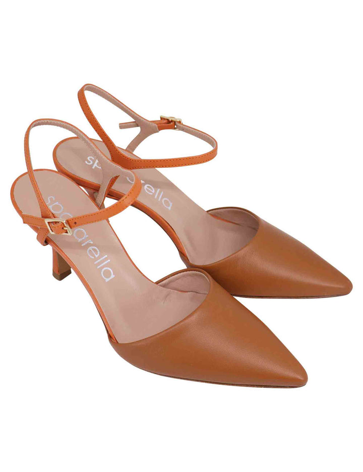 Spatarella Sandali Donna In Pelle Cuoio Con Tacco Alto E Cinturino Alla Caviglia