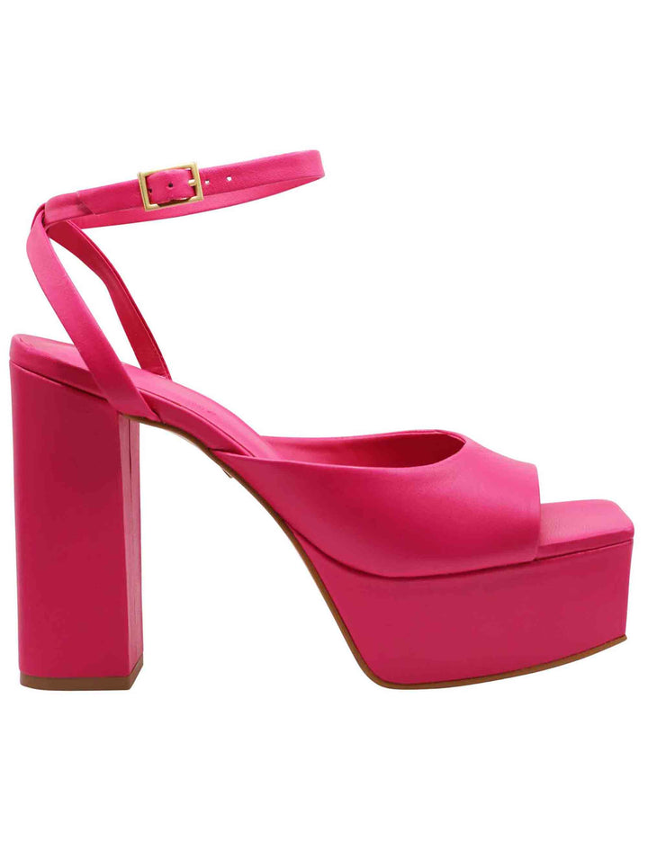 Spatarella Sandali Donna In Pelle Fucsia Con Cinturino Alla Caviglia Tacco Alto E Plateau