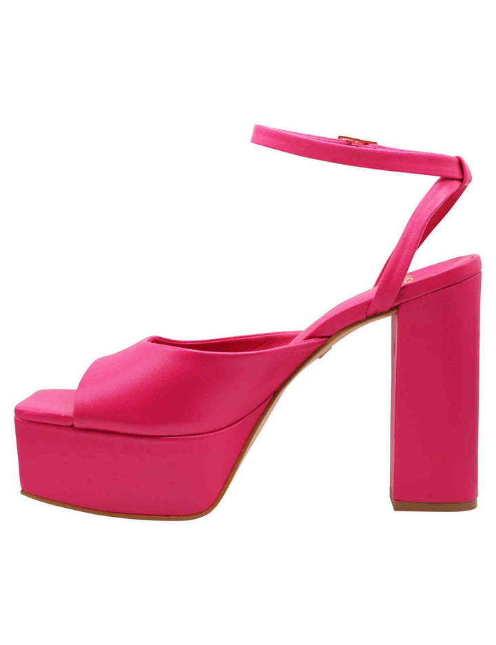 Spatarella Sandali Donna In Pelle Fucsia Con Cinturino Alla Caviglia Tacco Alto E Plateau