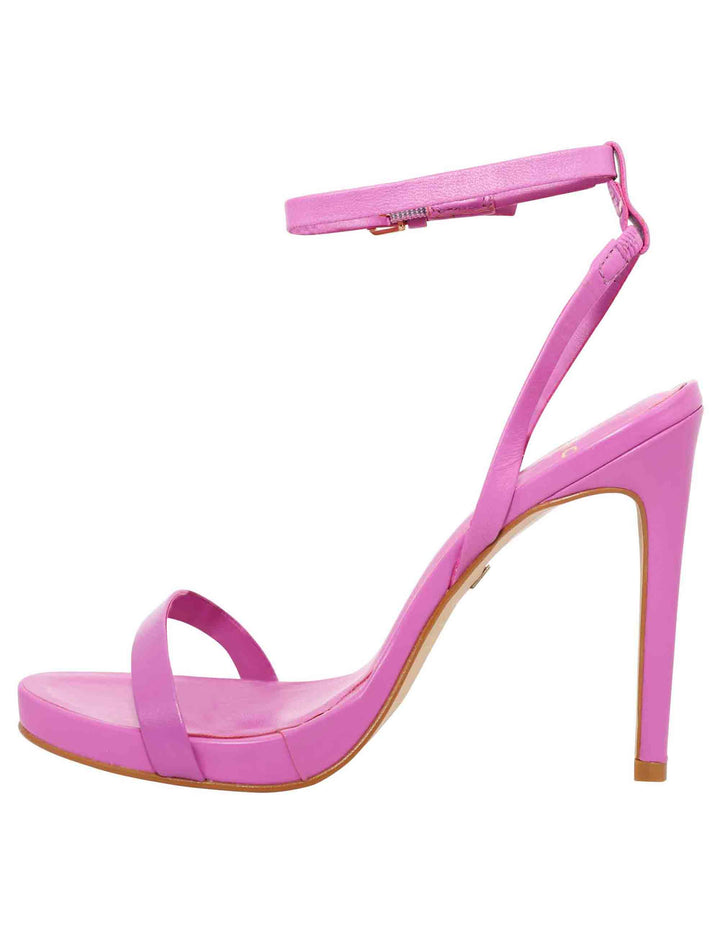 Spatarella Sandali Donna In Pelle Glicine Con Tacco Alto Cinturino Alla Caviglia E Punta Tonda