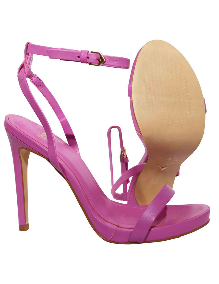 Spatarella Sandali Donna In Pelle Glicine Con Tacco Alto Cinturino Alla Caviglia E Punta Tonda