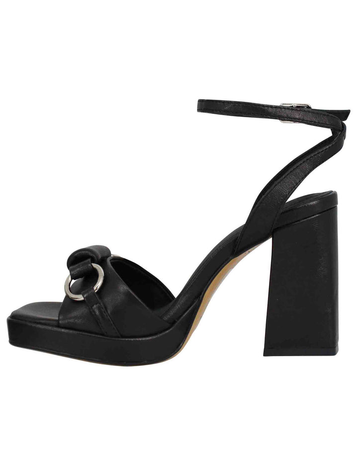 Spatarella Sandali Donna In Pelle Nera Con Cinturino Alla Caviglia Tacco Alto E Plateau