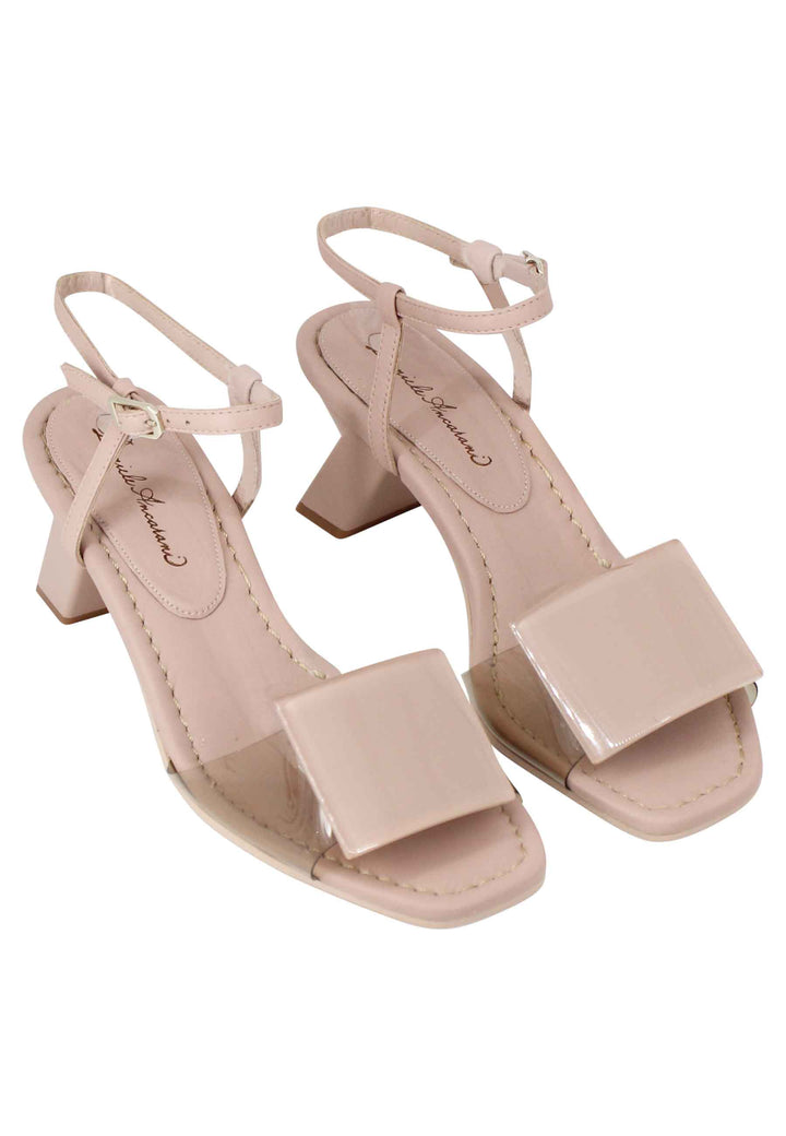 Spatarella Sandali Donna In Pelle Nude Con Accessorio In Tinta