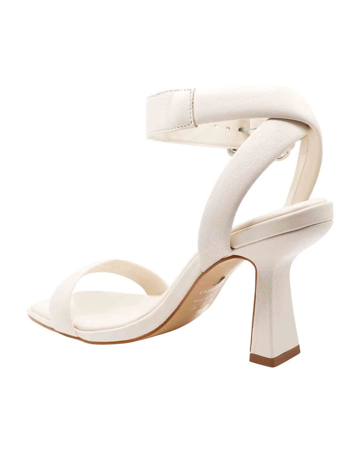 Spatarella Sandali Donna In Pelle Off White Con Cinturino Alla Caviglia Tacco Alto E Punta Quadra