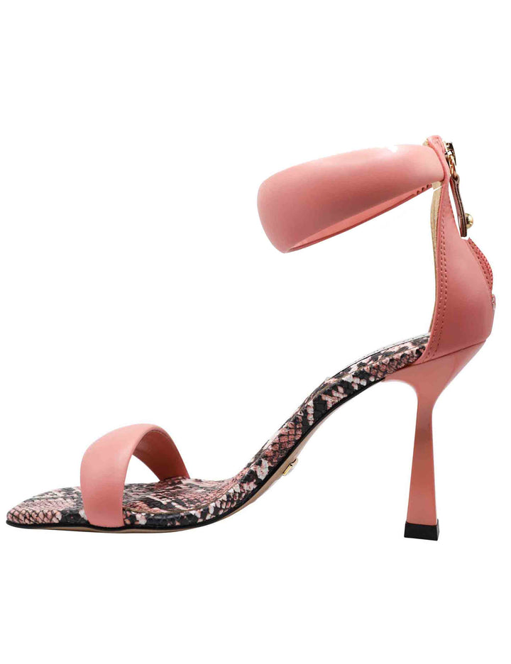 Spatarella Sandali Donna In Pelle Rosa Con Tacco Alto Cinturino Alla Caviglia E Punta Quadra