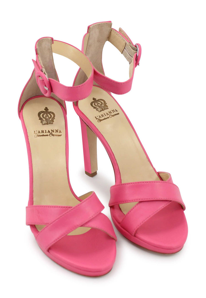 Spatarella Sandali Donna In Pelle Rosa Con Tacco Alto E Cinturino Alla Caviglia