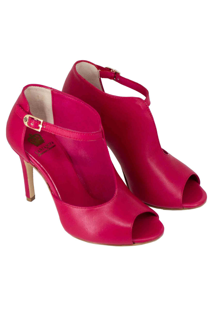 Spatarella Sandali Donna In Pelle Rossa Con Cinturino E Tacco Alto