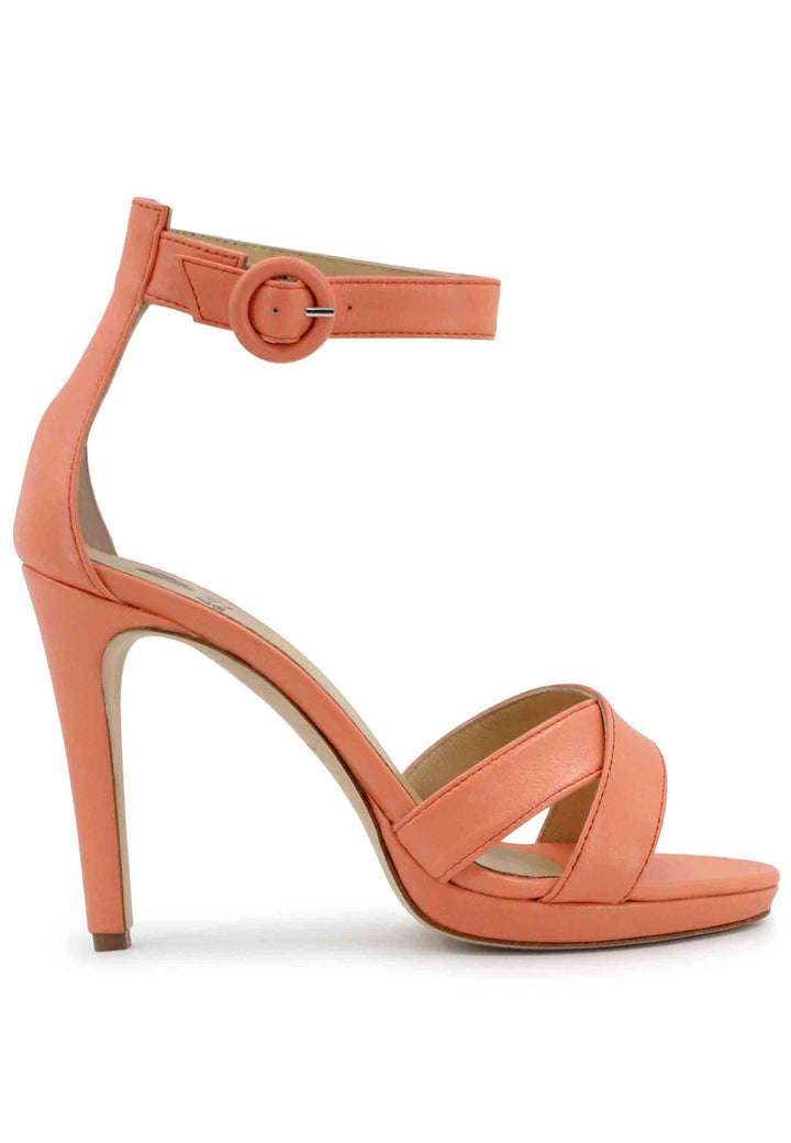 Spatarella Sandali Donna In Pelle Salmone Con Tacco Alto E Cinturino Alla Caviglia