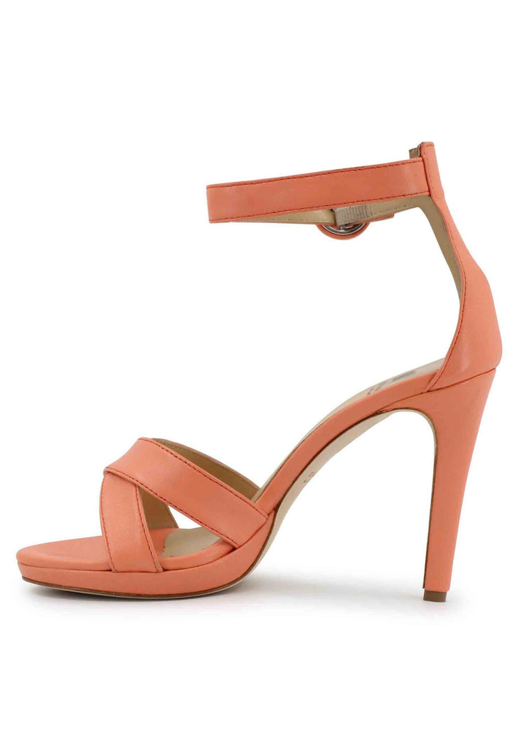 Spatarella Sandali Donna In Pelle Salmone Con Tacco Alto E Cinturino Alla Caviglia