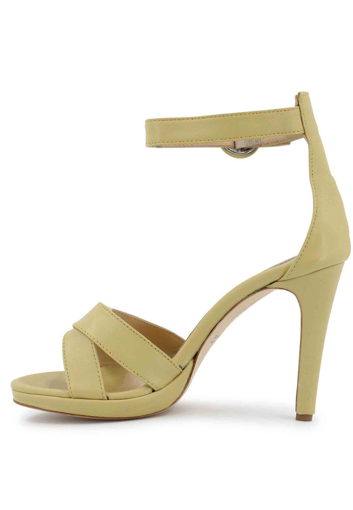 Spatarella Sandali Donna In Pelle Verde Con Tacco Alto E Cinturino Alla Caviglia