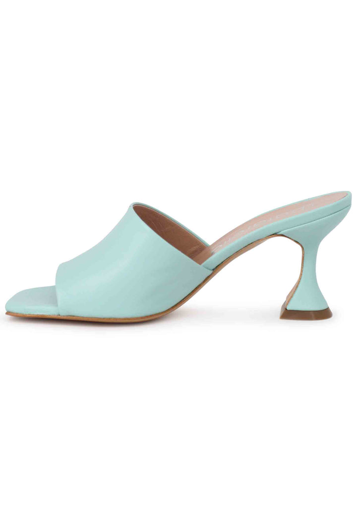 Spatarella Sandali Donna In Pelle Verde Con Tacco Alto E Punta Quadra