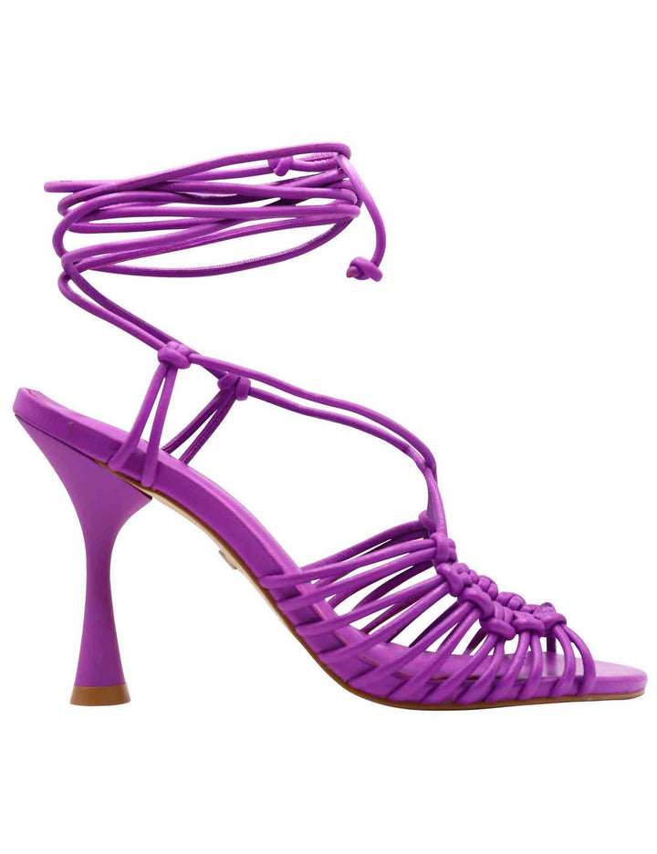Spatarella Sandali Donna In Pelle Viola Con Fascette E Cinturini E Tacco Alto