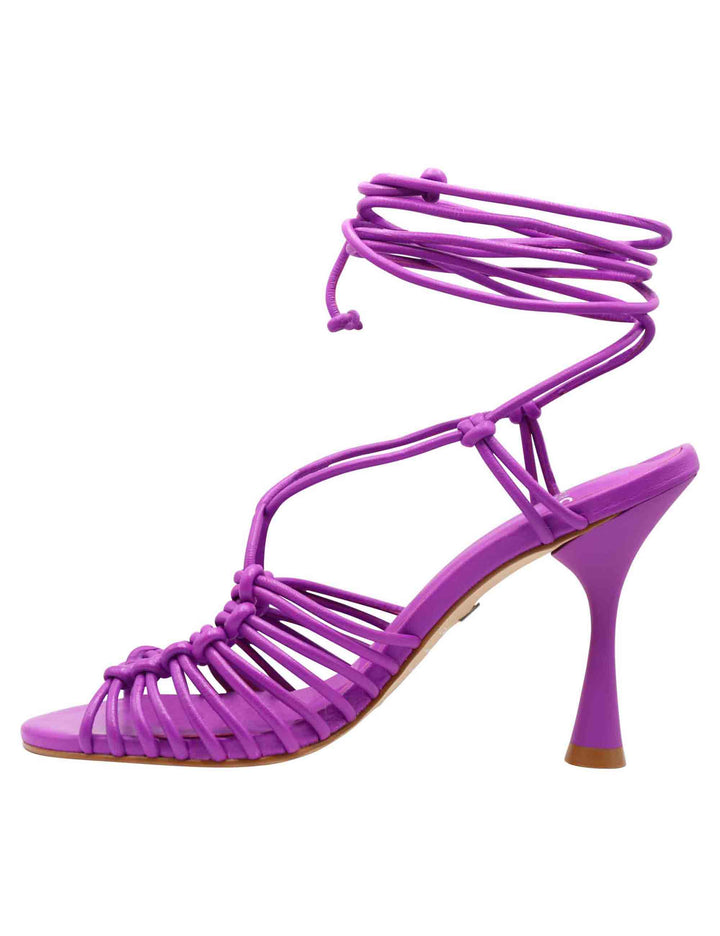 Spatarella Sandali Donna In Pelle Viola Con Fascette E Cinturini E Tacco Alto