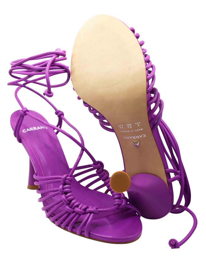 Spatarella Sandali Donna In Pelle Viola Con Fascette E Cinturini E Tacco Alto