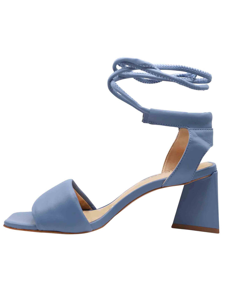 Spatarella Sandali Donna In Pelle Viola Con Laccetti Alla Caviglia E Punta Quadra