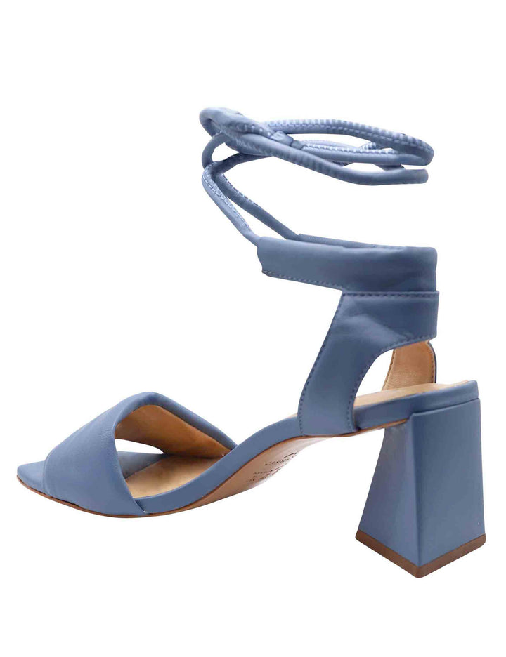 Spatarella Sandali Donna In Pelle Viola Con Laccetti Alla Caviglia E Punta Quadra