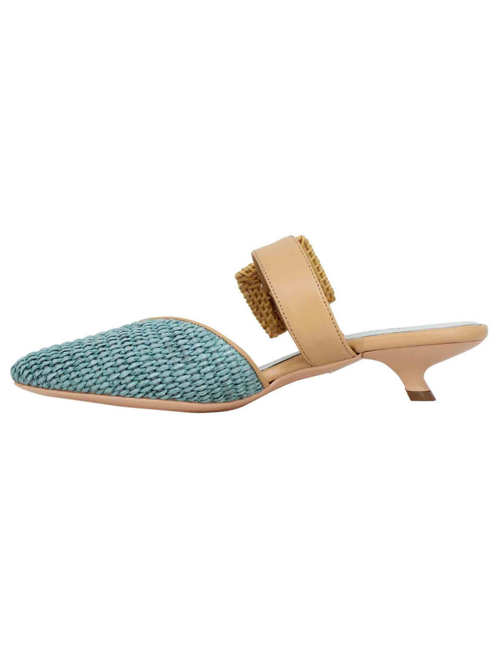 Spatarella Sandali Donna In Rafia Turchese Con Cinturino E Fibbia
