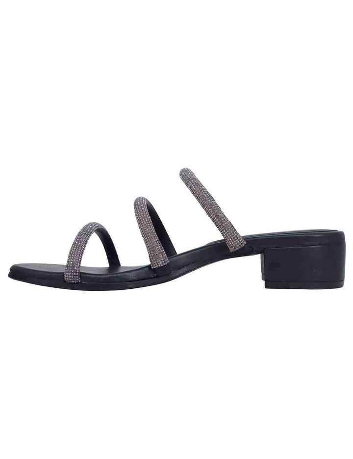 Spatarella Sandali Donna In Strass Canna Di Fucile Con Tacco Basso