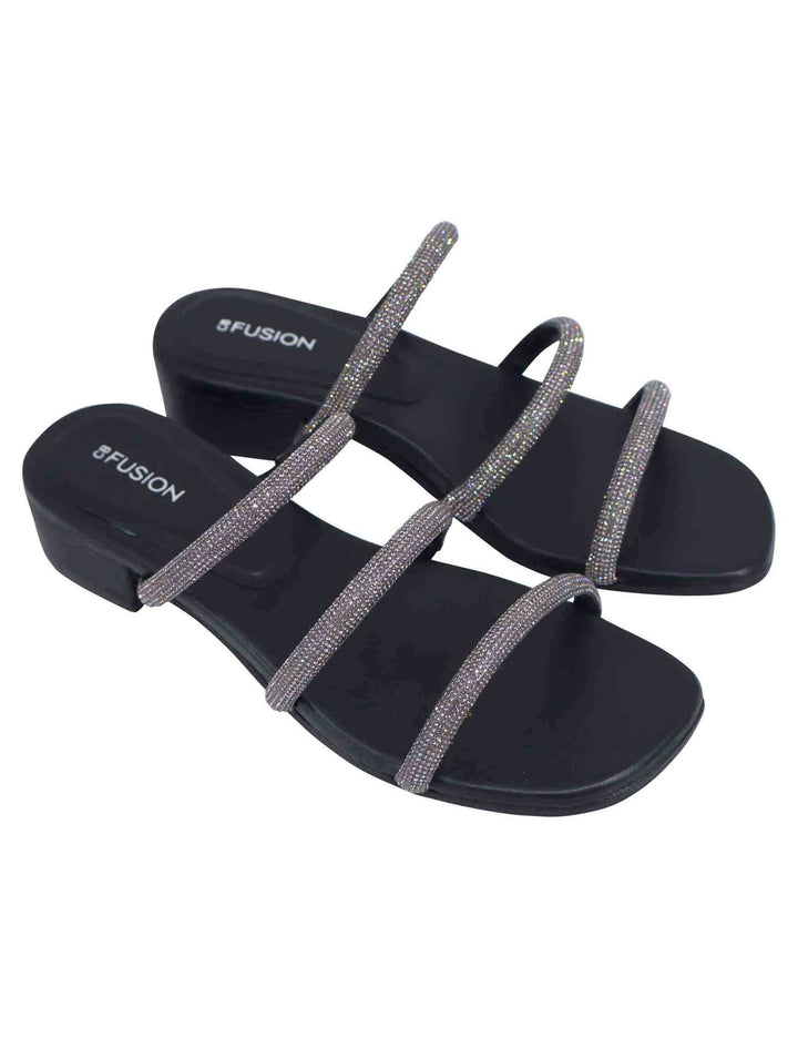 Spatarella Sandali Donna In Strass Canna Di Fucile Con Tacco Basso