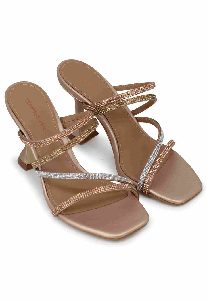 Spatarella Sandali Donna In Strass Rosa Lame E Tacco Alto