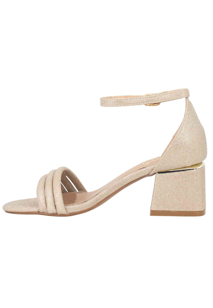 Spatarella Sandali Donna In Tessuto Glitter Oro Con Tallone Chiuso E Cinturino Alla Caviglia