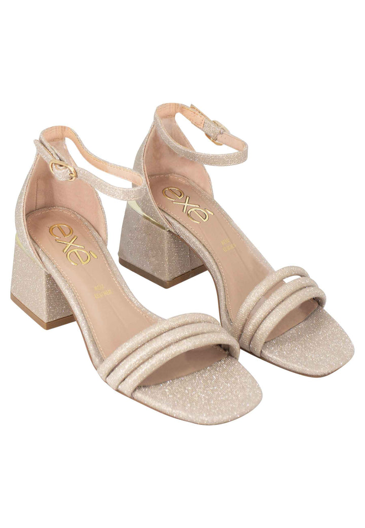 Spatarella Sandali Donna In Tessuto Glitter Oro Con Tallone Chiuso E Cinturino Alla Caviglia