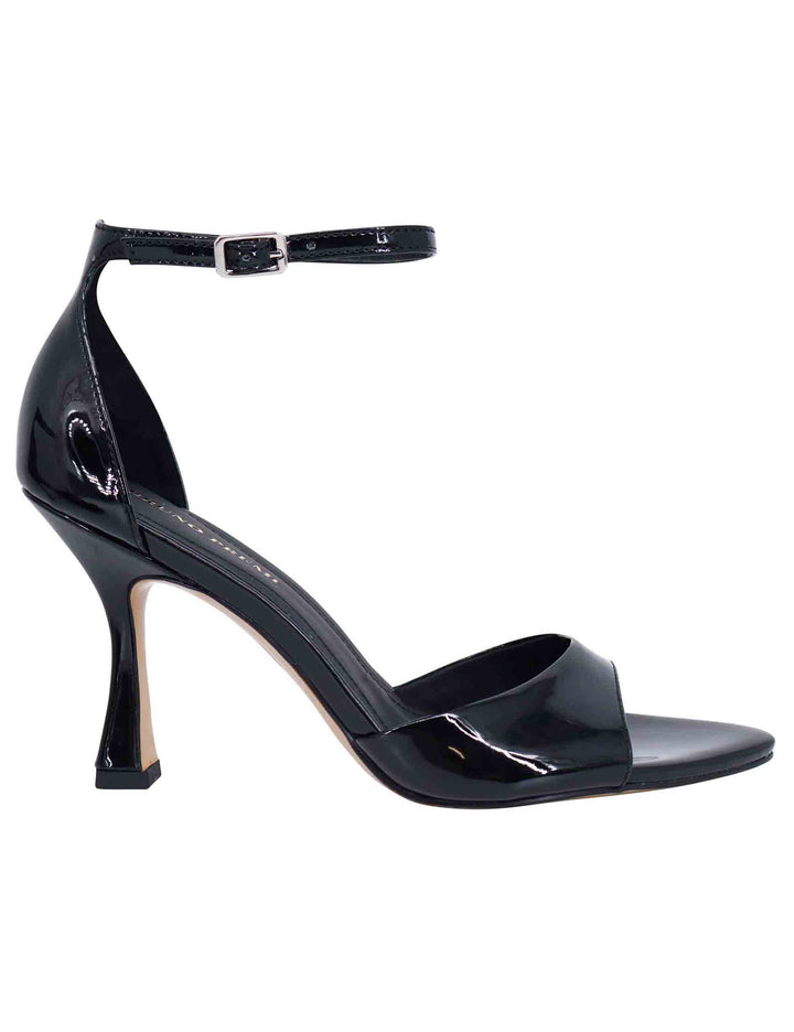 Spatarella Sandali Donna In Vernice Nera Con Tacco Alto E Cinturino Alla Caviglia