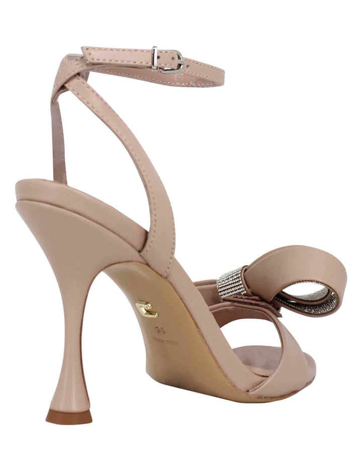 Spatarella Sandali Donna In Vernice Nude Con Fiocco Di Strass Tacco Alto E Cinturino Alla Caviglia Ruth