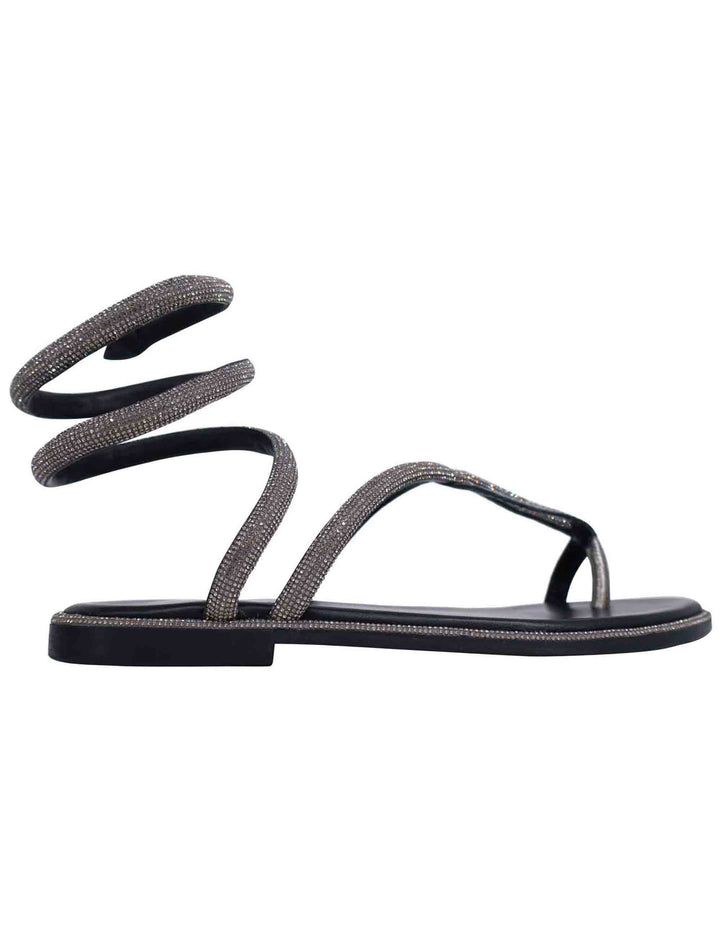 Spatarella Sandali Donna Infradito Wrap Up In Strass Canna Di Fucile Con Tacco Basso