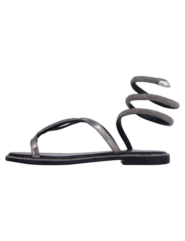 Spatarella Sandali Donna Infradito Wrap Up In Strass Canna Di Fucile Con Tacco Basso