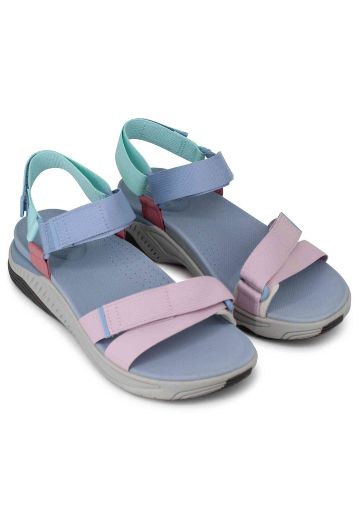 Spatarella Sandali Donna Racquel In Tessuto Celelste Con Zeppa In Gomma