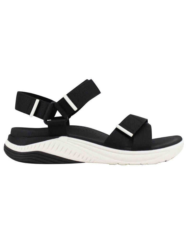 Spatarella Sandali Donna Racquel In Tessuto Nero Con Zeppa In Gomma