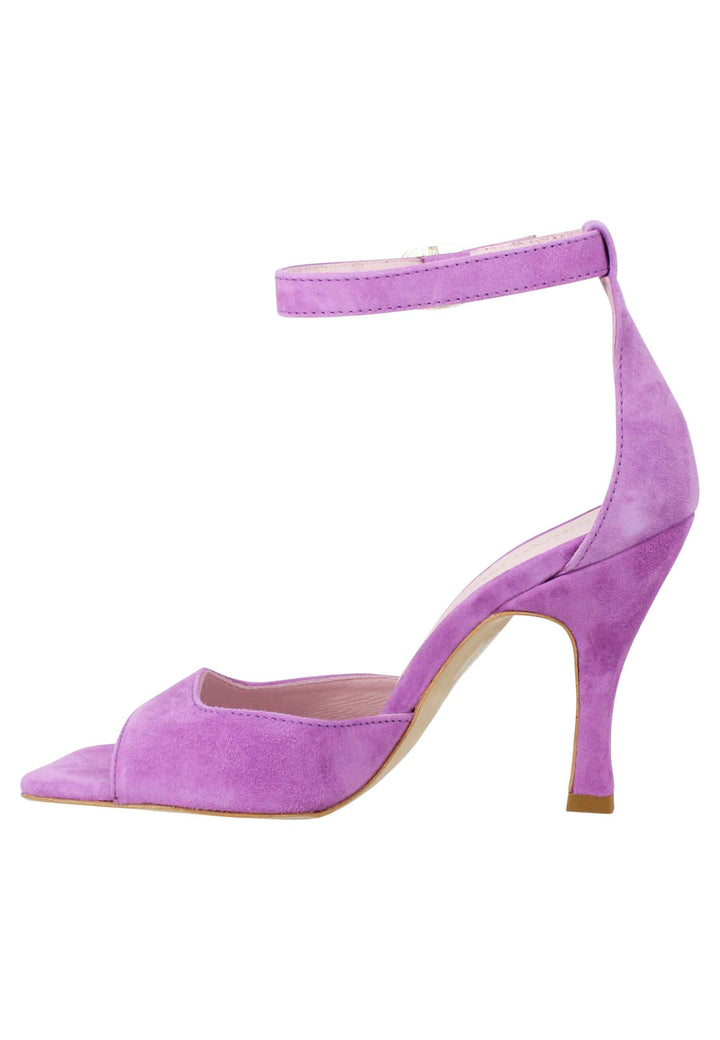 Spatarella Sandali Donna Soly Lea In Camoscio Glicine Con Cinturino Alla Caviglia