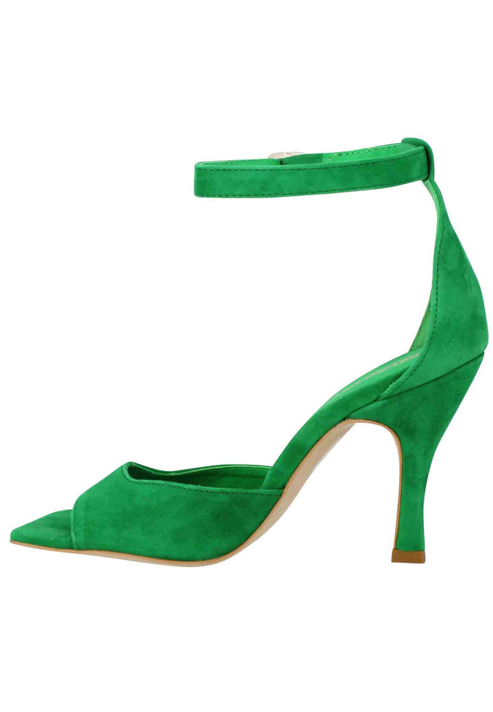 Spatarella Sandali Donna Soly Lea In Camoscio Verde Con Cinturino Alla Caviglia