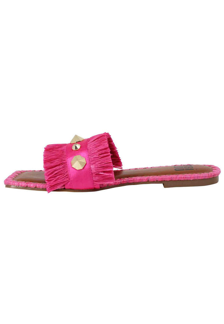 Spatarella Sandali Flat Alexis Donna Tessuto Sfrangiato Fuxia Con Borchie