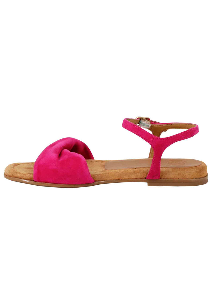 Spatarella Sandali Flat Donna In Camoscio Fragola Con Cinturino E Sottopiede Imbottito