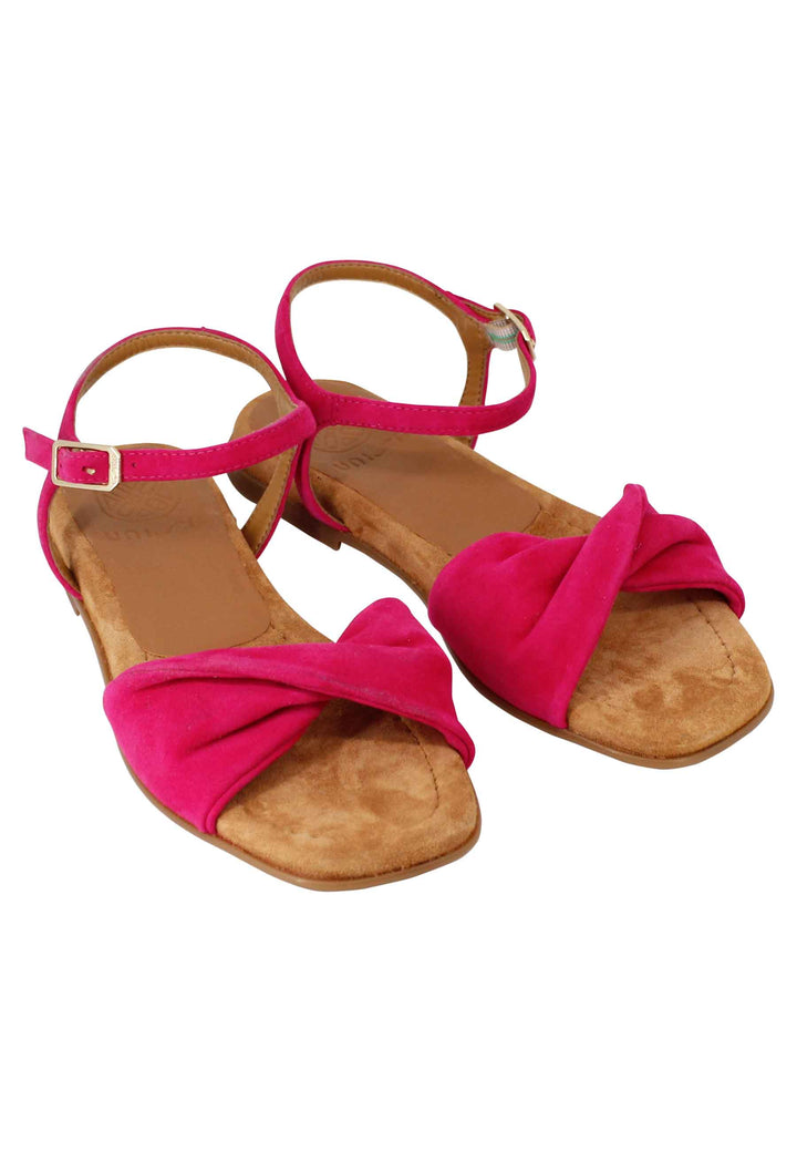 Spatarella Sandali Flat Donna In Camoscio Fragola Con Cinturino E Sottopiede Imbottito