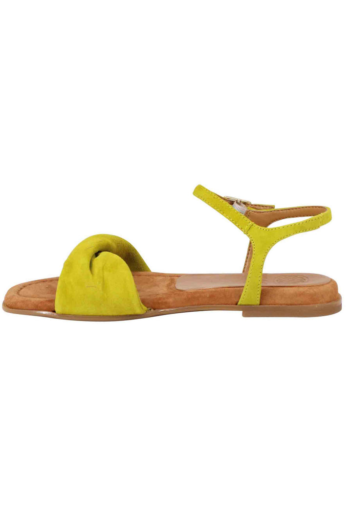 Spatarella Sandali Flat Donna In Camoscio Verde Con Cinturino E Sottopiede Imbottito