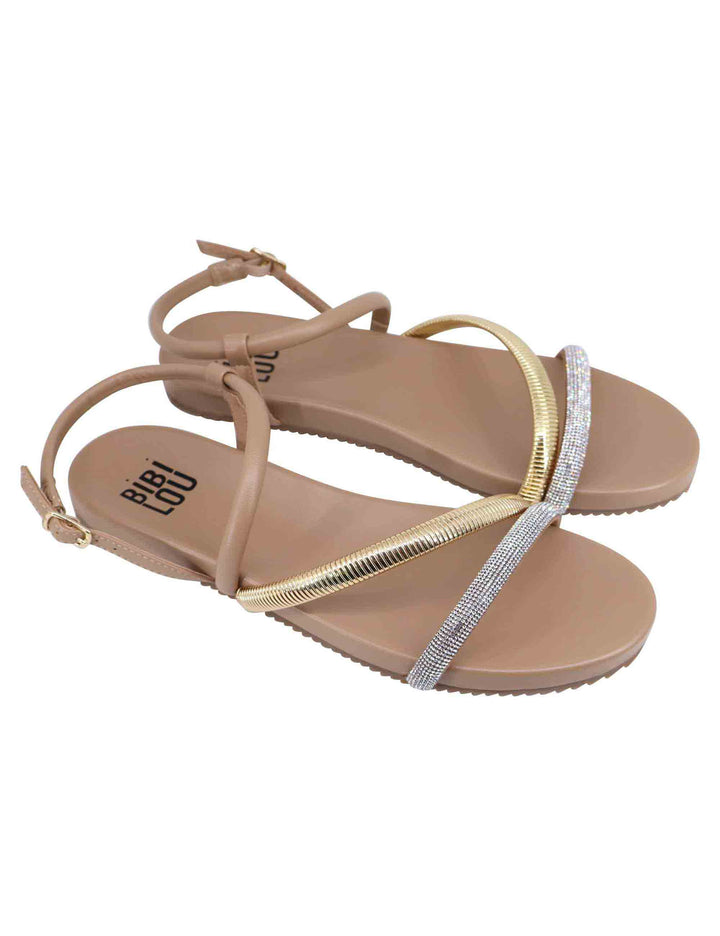 Spatarella Sandali Flat Donna In Eco Pelle Camel Con Fussbett E Cinturino Posteriore Brie