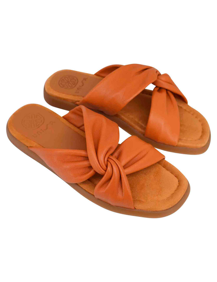 Spatarella Sandali Flat Donna In Pelle Cuoio Con Sottopiede Morbido