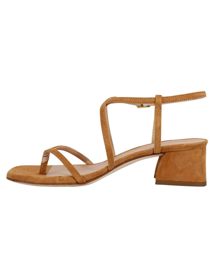 Spatarella Sandali Infradito Donna In Camoscio Cuoio Con Cinturino Alla Caviglia