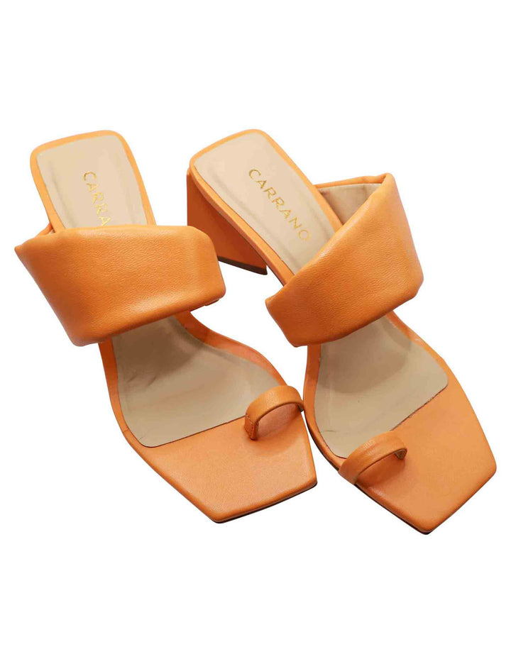 Spatarella Sandali Infradito Donna In Pelle Arancio Con Fascia E Punta Quadra