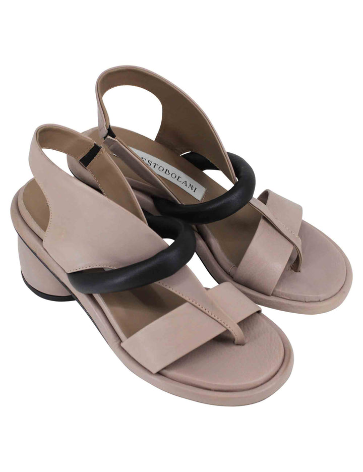 Spatarella Sandali Infradito Donna In Pelle Taupe Con Punta Tonda