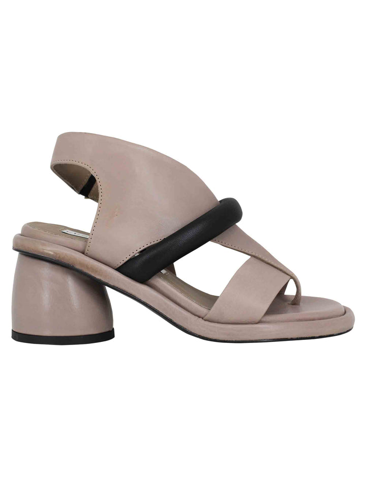 Spatarella Sandali infradito donna in pelle taupe con punta tonda