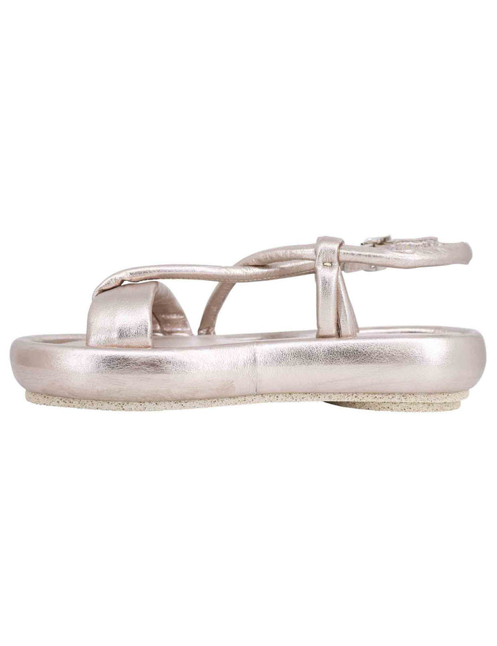 Spatarella Sandali Infradito Slingback Donna In Pelle Platino Con Zeppa Bassa