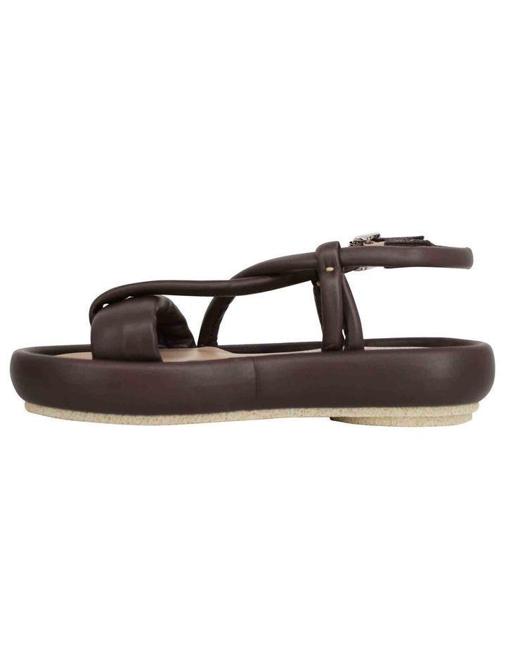 Spatarella Sandali Infradito Slingback Donna In Pelle Testa Di Moro Con Zeppa Bassa