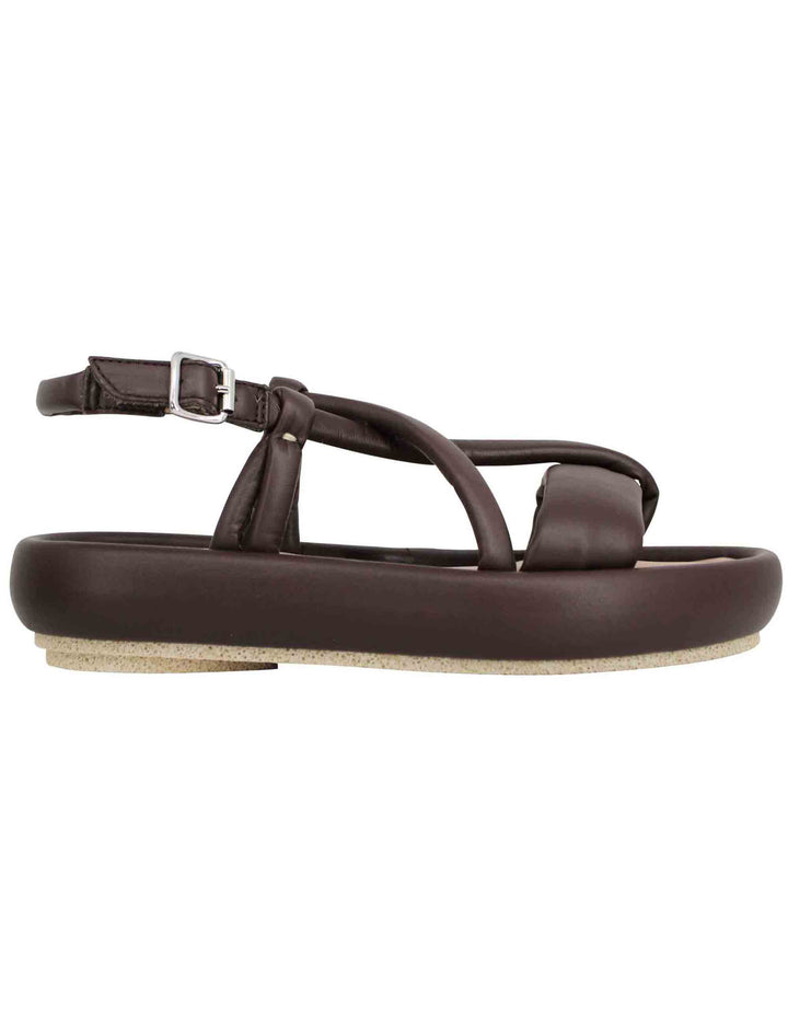 Spatarella Sandali infradito slingback donna in pelle testa di moro con zeppa bassa