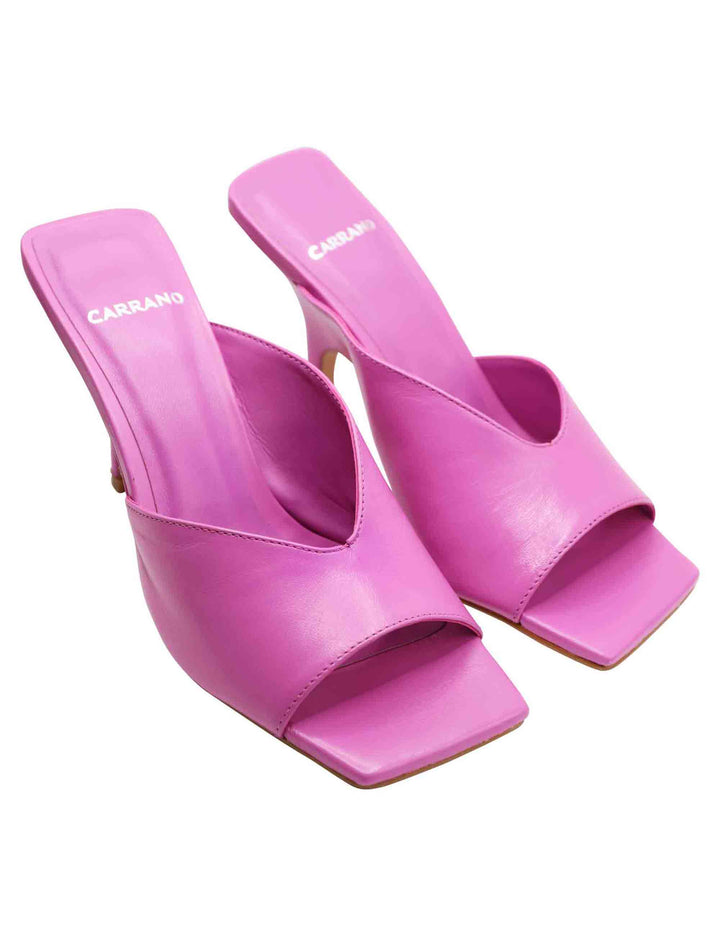 Spatarella Sandali Scalzati Donna In Pelle Glicine Con Punta Quadra E Tacco Alto Zeppa